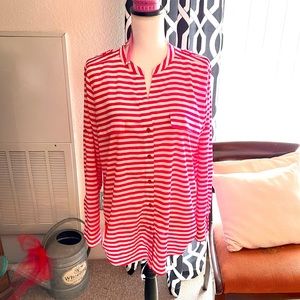 Bright Pink and White striped Calvin Klein Blouse